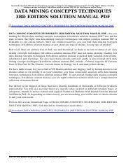 Full Download Data Mining Concepts And Techniques 3Rd Edition Solution Manual Pdf Rar 