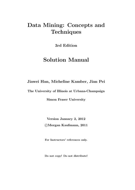 Download Data Mining Concepts Techniques Third Edition Solution Manual 