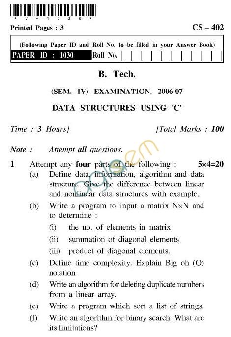 Read Online Data Structures 9Cs32 Model Question Paper 