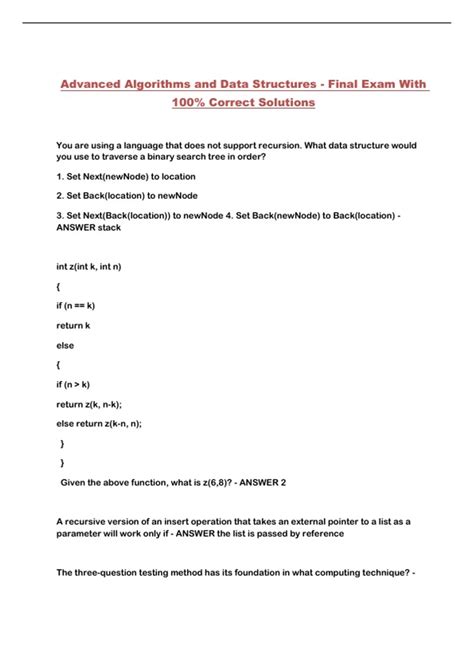 Full Download Data Structures Exam Solutions 