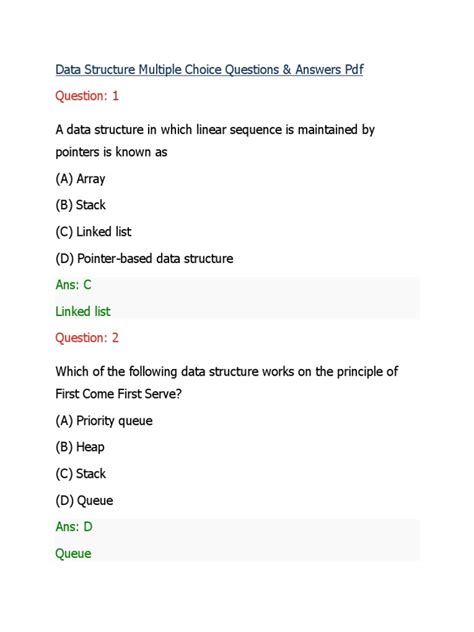 Read Data Structures Objective Questions Answers Mtcuk 