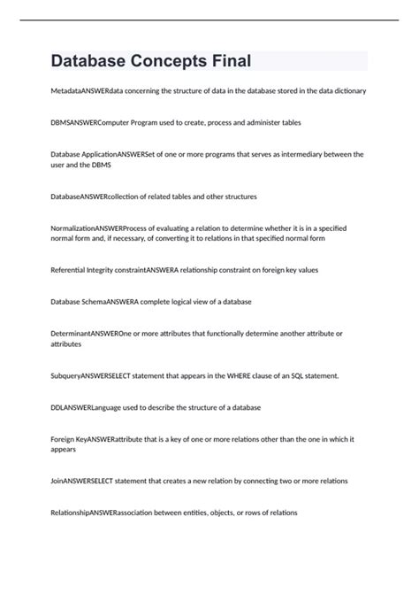 Database Concepts Final Exam Itt Tech