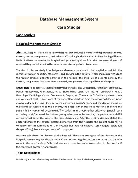Database Management System Case Studies