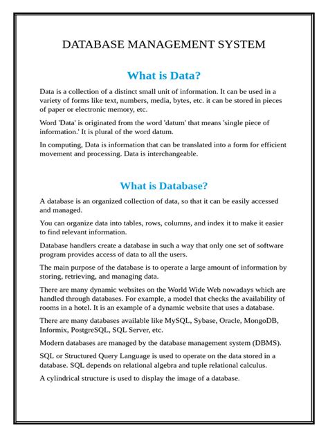 Database Management System Notes