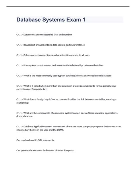 Database Systems Exam Questions And Answers