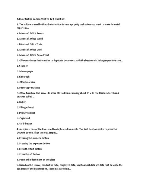 Database Written Test Questions And Answers