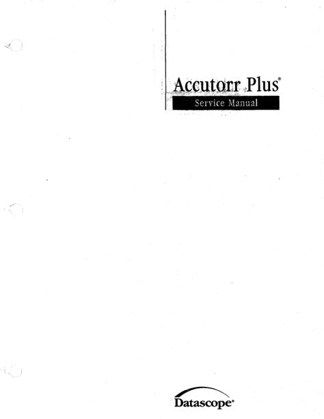Datascope Accutorr Plus User Manual