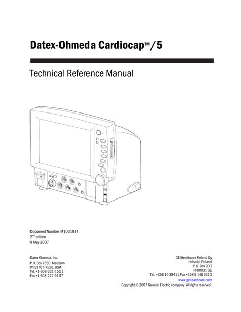 Read Online Datex Cardiocap 5 Service Manual 