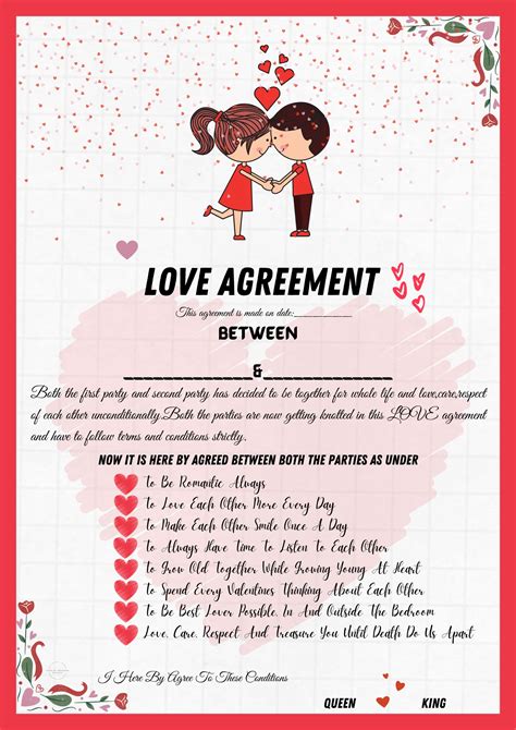 dating certificate agreement example