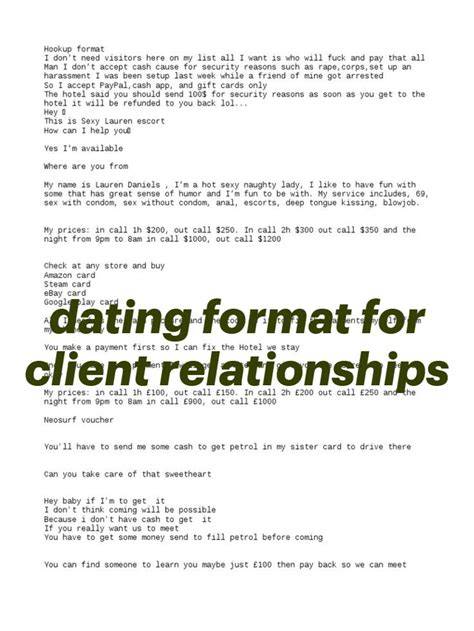 dating format for client