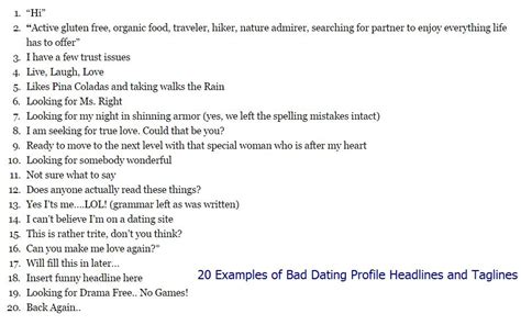 dating website phrases