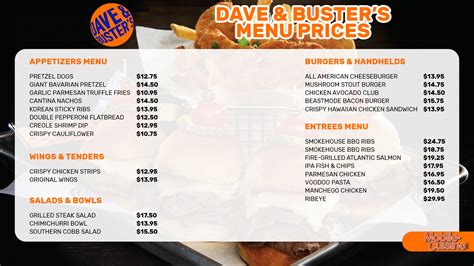 Dave Buster's Menu With Prices