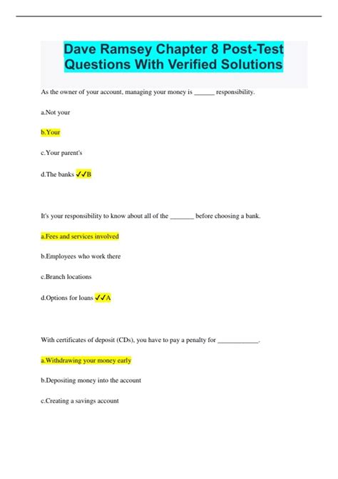 dave ramsey chapter 8 packet answers