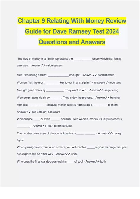 Dave Ramsey Chapter 9 Relating With Money Answers Without Downloading