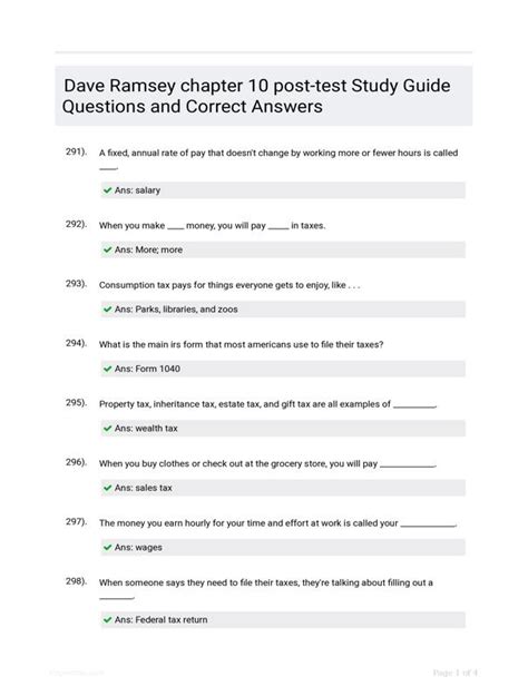 Read Online Dave Ramsey Chapter 10 Test 