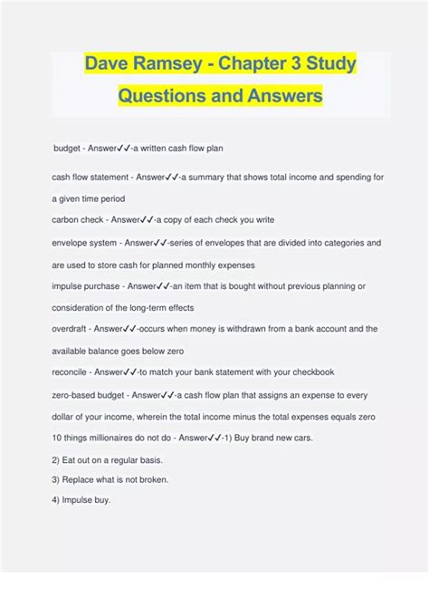 Full Download Dave Ramsey Chapter 3 Worksheet Answers 