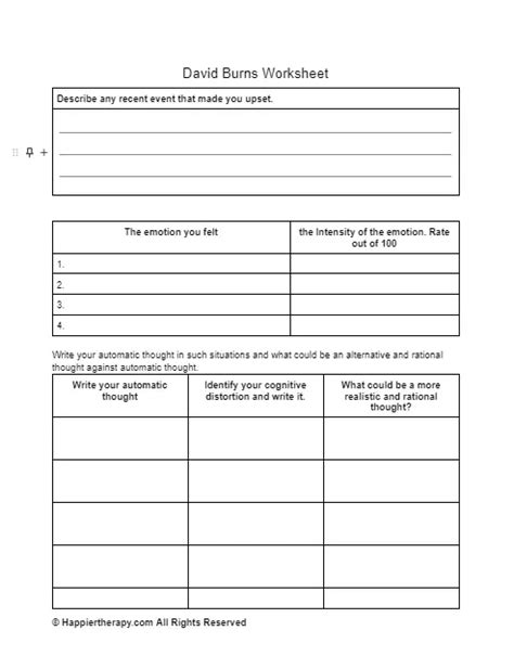 David Burns Worksheets