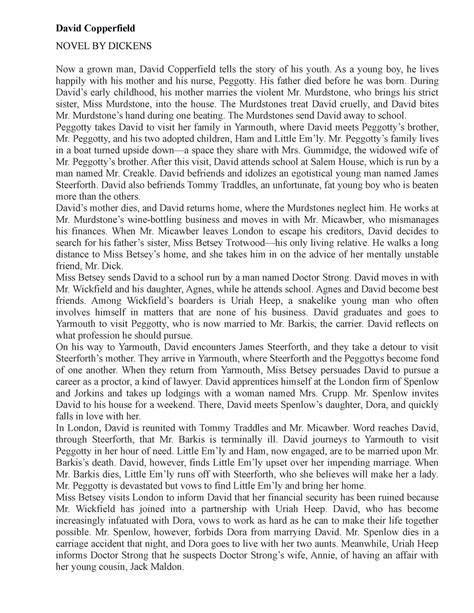 David Copperfield Novel Summary