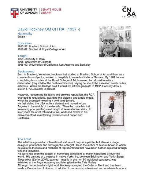 david hockney biography summary form