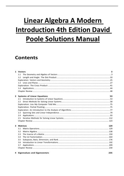 David Poole Linear Algebra Solution Manual