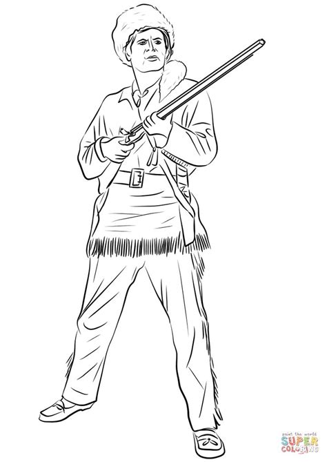 Davy Crockett Coloring Page   Larger Than Life Davy Crockett Coloring Pages - Davy Crockett Coloring Page