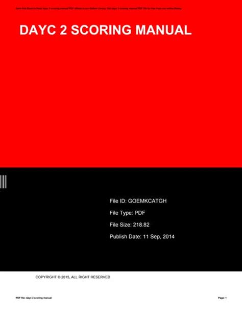 Dayc Scoring Manual