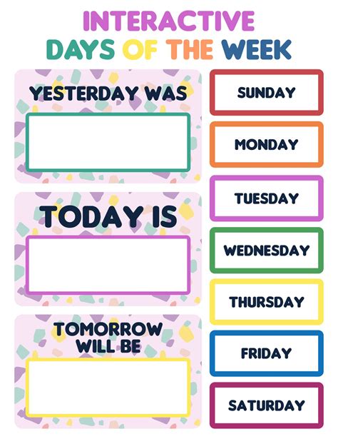 Days Of The Week Chart Activities And Colouring Days Of The Week Printable Chart - Days Of The Week Printable Chart