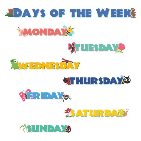 Days Of The Week Chart Printable   Printable Days Of The Week Room Surf Com - Days Of The Week Chart Printable