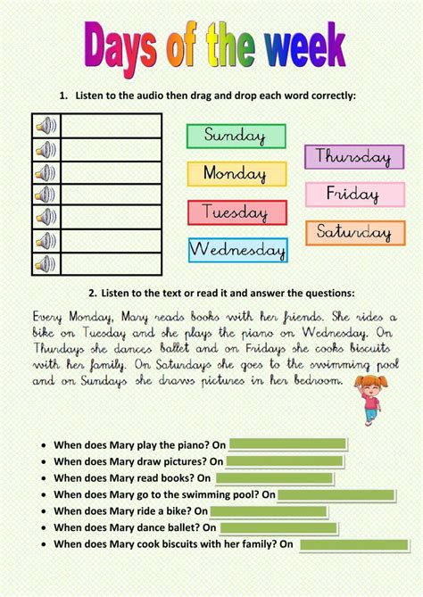 Days Of The Week Online Esl Games Learning Days Of The Week Activities - Learning Days Of The Week Activities