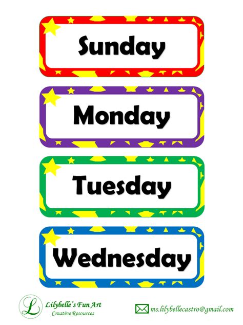 Days Of The Week Printable Room Surf Com Printable Days Of The Week Calendar - Printable Days Of The Week Calendar
