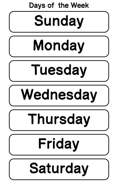 Days Of The Week Printables Simple Living Creative Days Of The Week Printable - Days Of The Week Printable