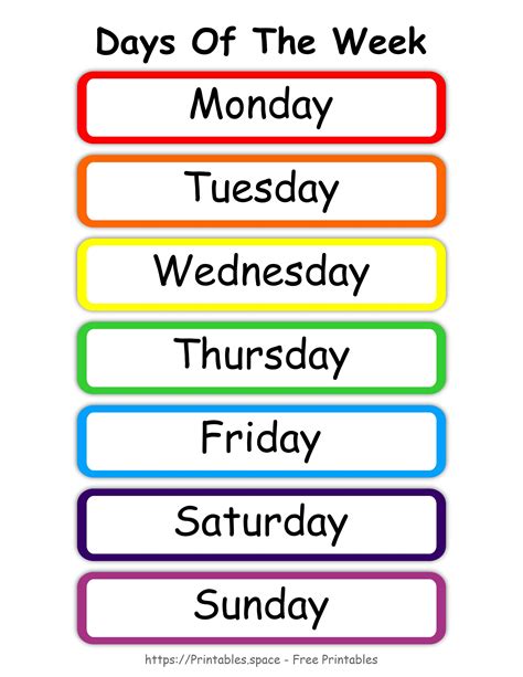 Days Of The Week Printables The Happy Printable Days Of The Week To Print - Days Of The Week To Print