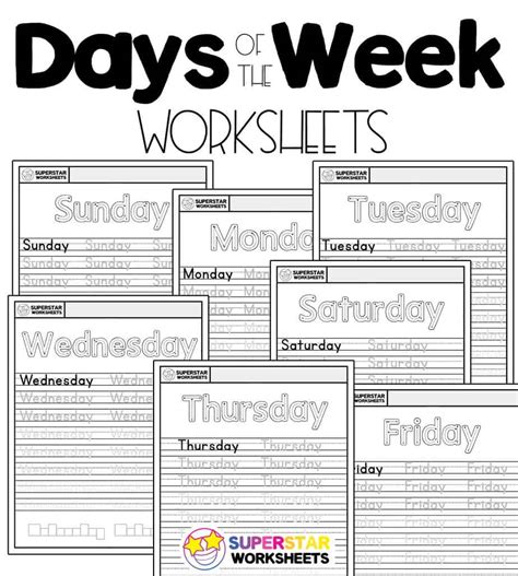 Days Of The Week Superstar Worksheets Days Of The Week Printable - Days Of The Week Printable