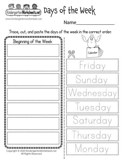 Days Of The Week Worksheets Sight Words Reading Spell The Days Of The Week - Spell The Days Of The Week