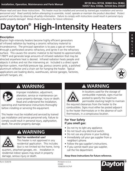 Dayton Heaters User Guide