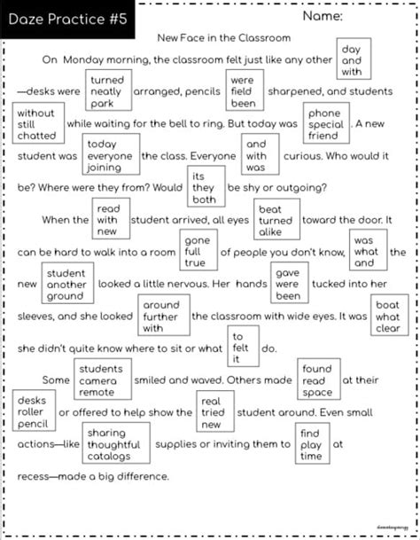 Daze Passages For Student Practice