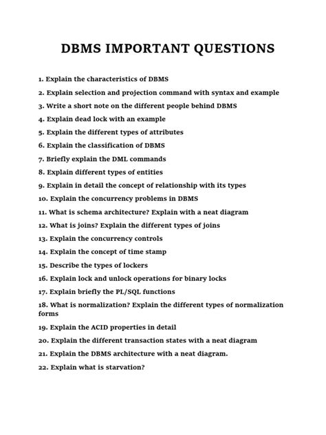 Dbms Important Questions
