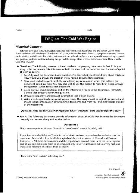 Dbq 22 The Cold War Begins Answers