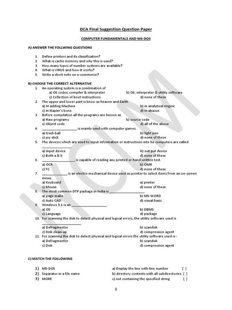 Dca Question Paper Mcu