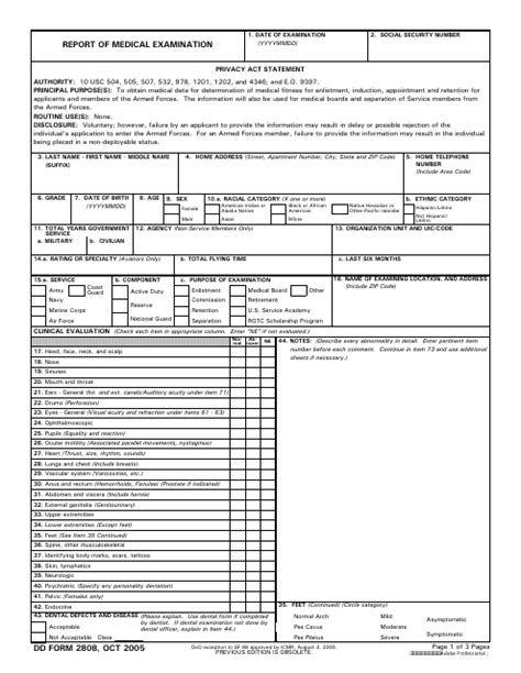 dd form 2808 report of medical examination