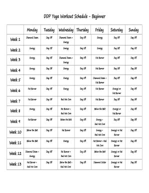 Ddp Yoga Workout Schedule