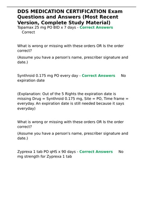 Download Dds Medication Certification Practice Test 
