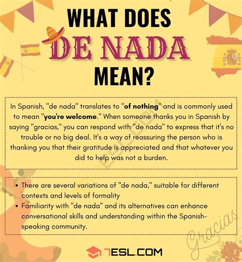 De Nada Meaning