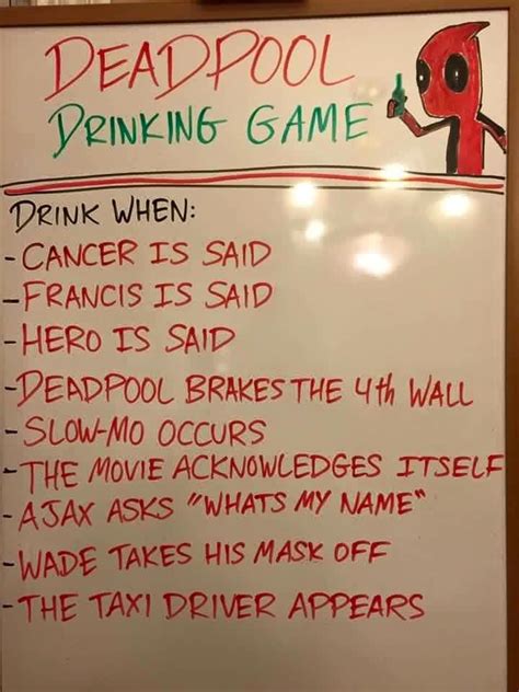 Deadpool drinking game