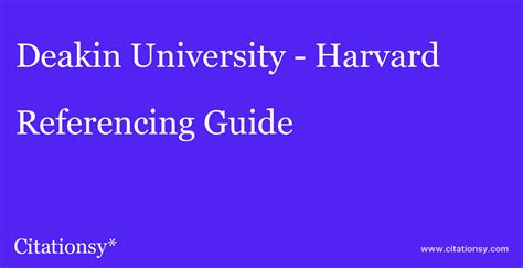 Deakin Harvard Referencing