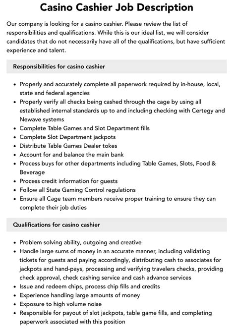 dealer casino job description/