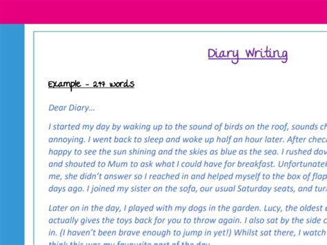 Dear Diary Examples Ks2 The Ultimate Search Engine