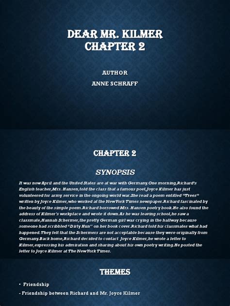 Dear Mr Kilmer Chapter 2 Hazwan Faiz