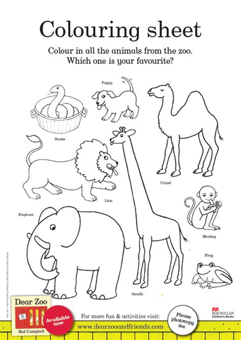Dear Zoo Activity Pages