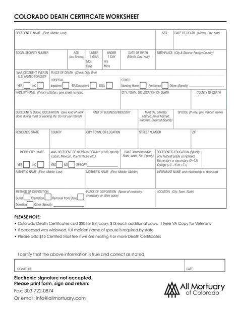 death certificate ohio